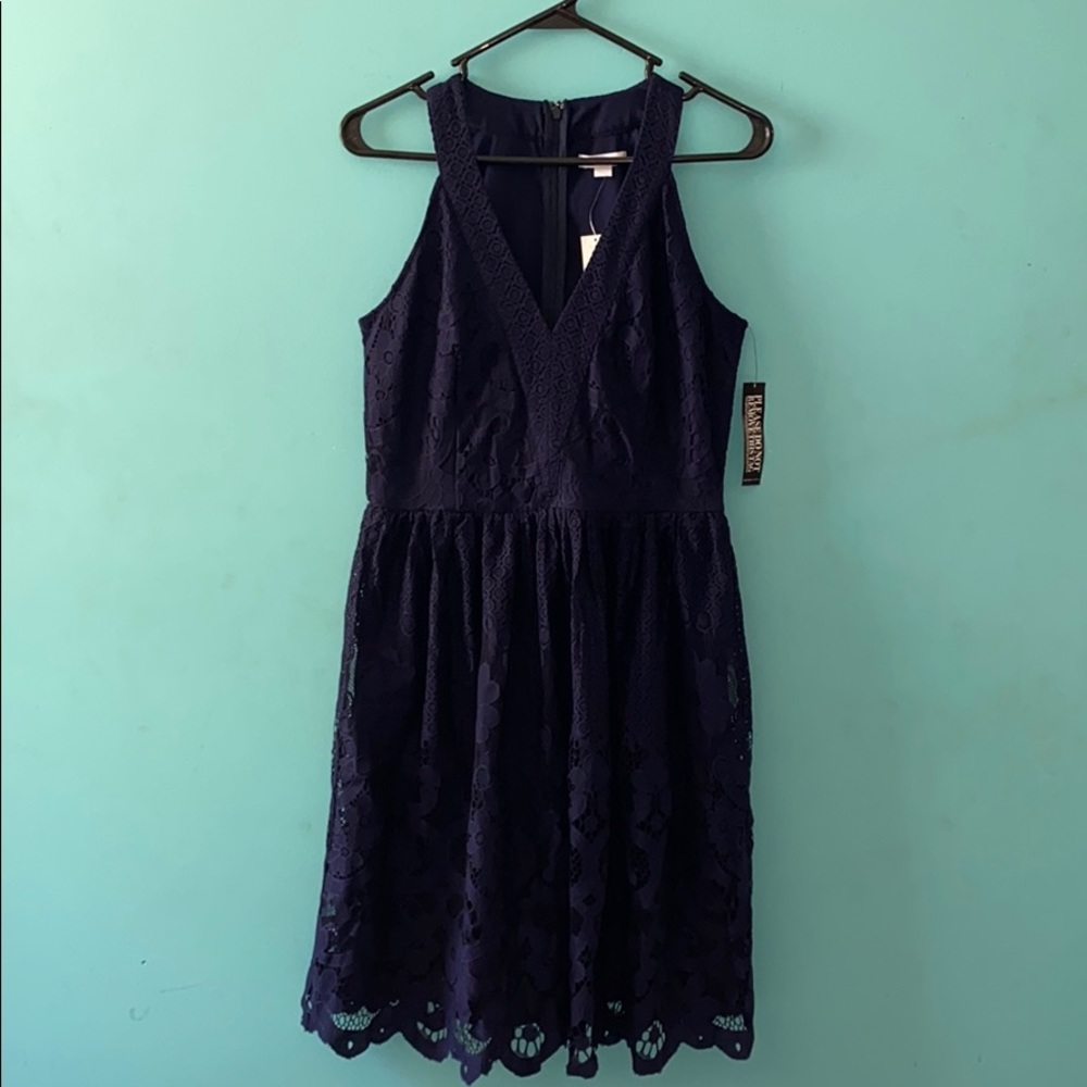 Blue Lace Overlay Dress